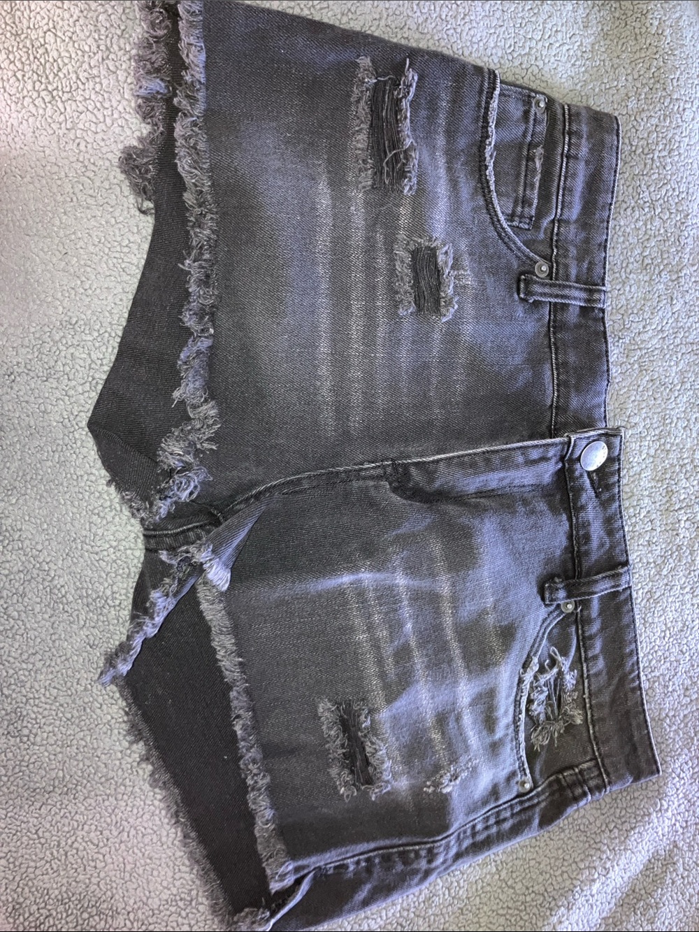 Distressed Black Women's Denim Jean Shorts